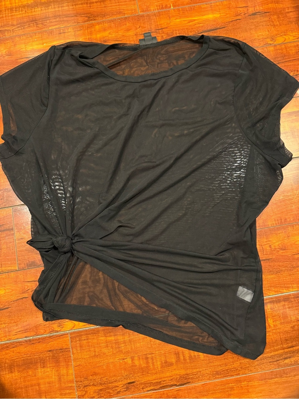 torrid Black Sheer Short Sleeve Knot-Front Top